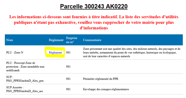 ifo parcelle